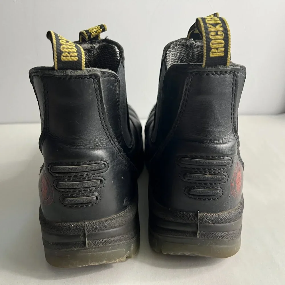 RockRooster Bakken Black Pull on Leather Work Boots Unisex (M9‎ | W10.5)